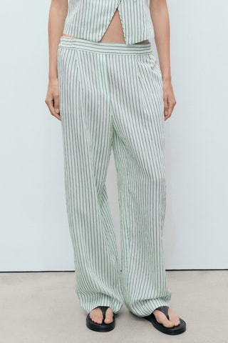 Pantalon fluide à rayures - Vert pastel