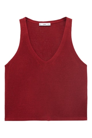 Top en maille col V - Rouge