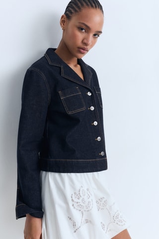 Veste jean cintrée à poches - Bleu