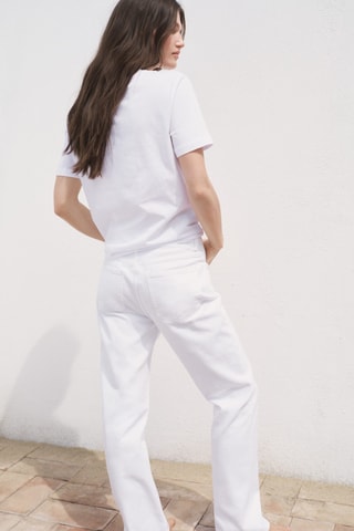 T-shirt coton col en V - Blanc