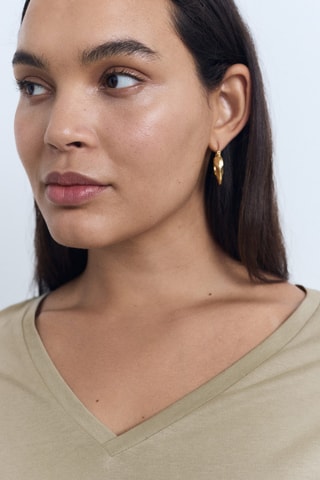 T-shirt coton col en V - Kaki