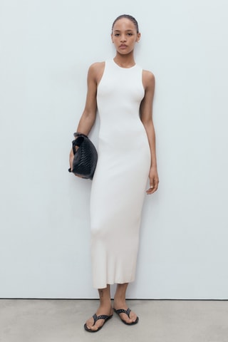 Robe maille emmanchures américaines - Blanc