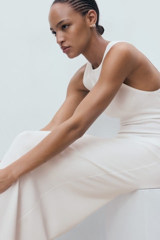 Robe maille emmanchures américaines - Blanc