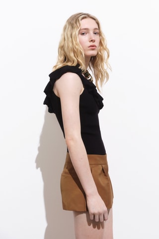 Top maille volants - Noir