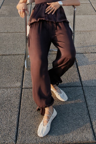 Top tissu assorti dos croisé - Marron