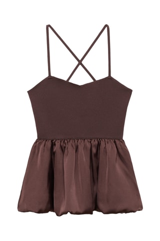 Top tissu assorti dos croisé - Marron