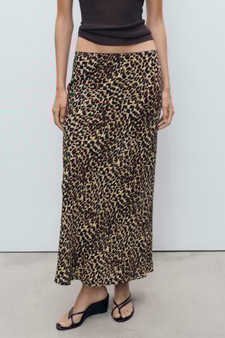 Jupe midi léopard - Marron
