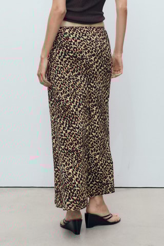 Jupe midi léopard - Marron