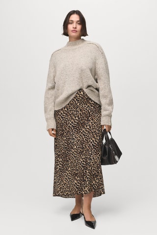 Jupe midi léopard - Marron
