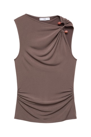 Top froncé détail bijou - Marron clair