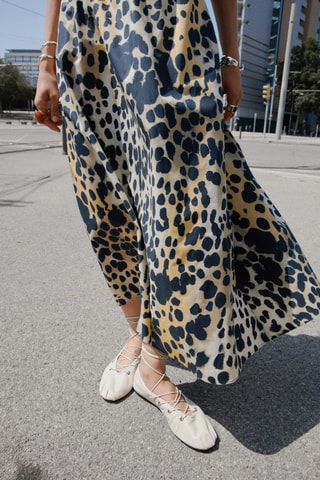 Jupe midi léopard - Noir