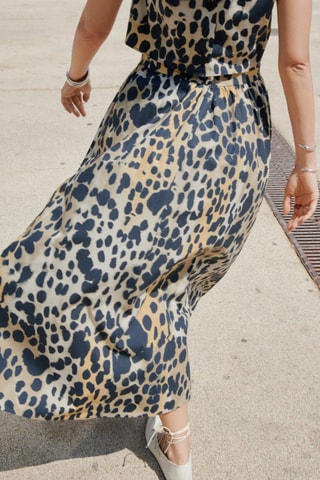 Jupe midi léopard - Noir