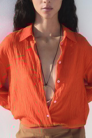 Chemise oversize effet froissé - Orange