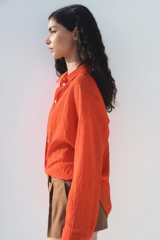 Chemise oversize effet froissé - Orange