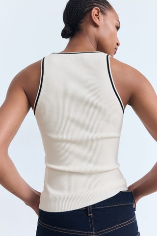 Top maille détails contrastants - Ecru