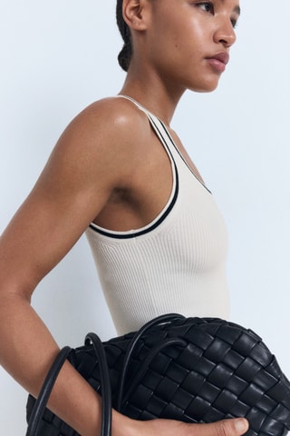 Top maille détails contrastants - Ecru