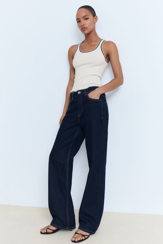 Top maille détails contrastants - Ecru