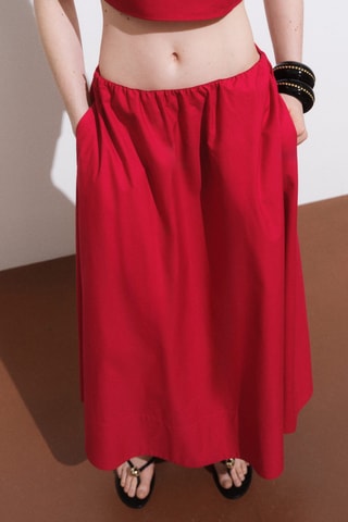 Jupe coton évasée - Rouge