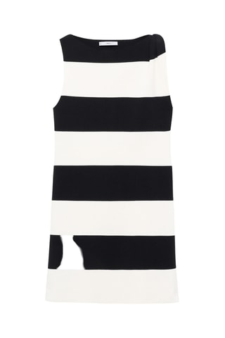 Robe maille bretelles asymétriques - Ecru