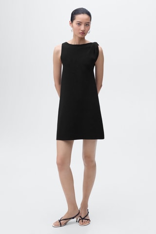 Robe maille bretelles asymétriques - Noir