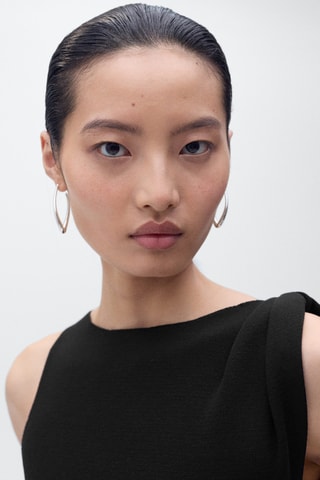 Robe maille bretelles asymétriques - Noir