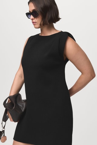 Robe maille bretelles asymétriques - Noir