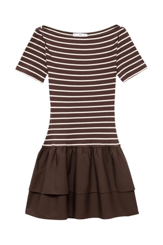 Robe à rayures bimatière - Marron