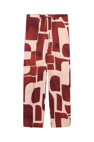 Pantalon fluide imprimé géométrique - Ecru