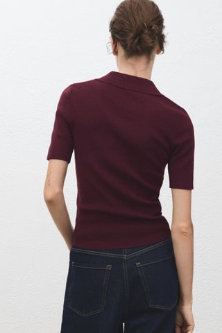 Pull maille fine col classique - Lie-de-vin