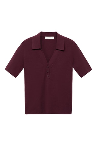 Pull maille fine col classique - Lie-de-vin