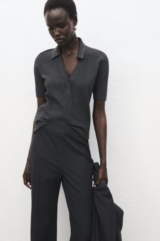 Jersey punto fino cuello clásico - Gris jaspeado