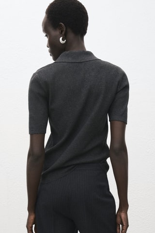 Jersey punto fino cuello clásico - Gris jaspeado