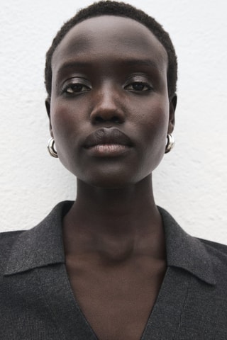 Jersey punto fino cuello clásico - Gris jaspeado