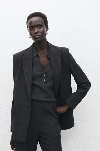 Jersey punto fino cuello clásico - Gris jaspeado