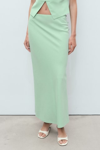 Jupe droite en lin mélangé - Vert pastel