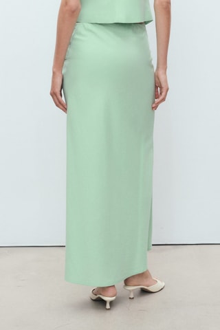 Jupe droite en lin mélangé - Vert pastel