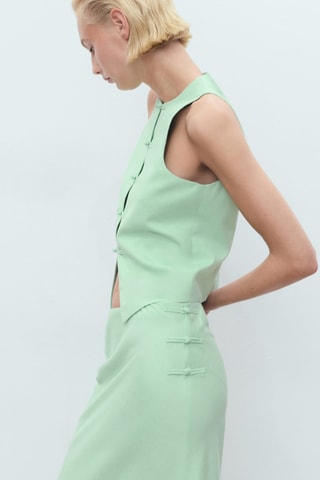 Jupe droite en lin mélangé - Vert pastel