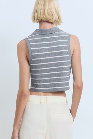 Polo court à rayures - Bleu