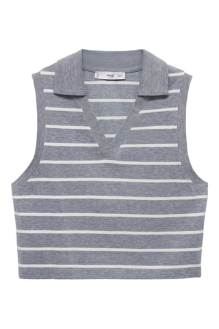 Polo court à rayures - Bleu