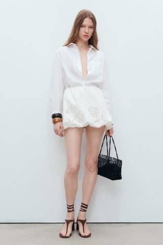 Jupe ballon brodée - Blanc