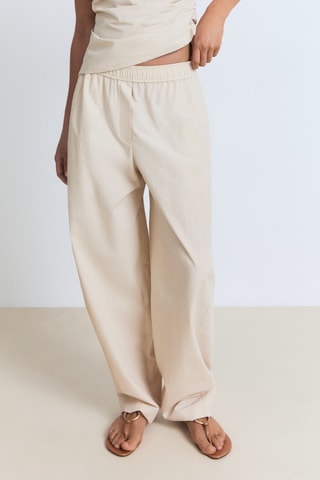 Pantalon paperbag en coton - Ecru