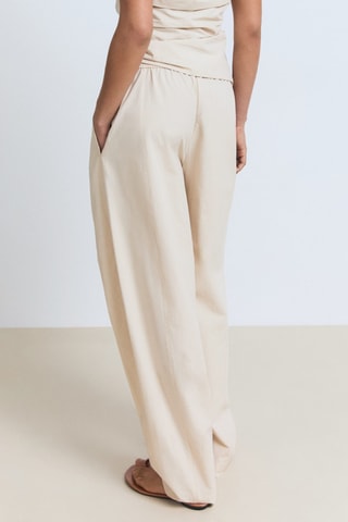 Pantalon paperbag en coton - Ecru