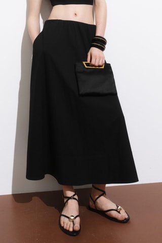 Jupe coton évasée - Noir