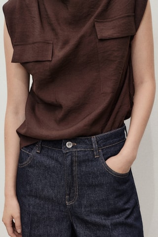 Bermuda en jean taille haute rinse wash - Bleu