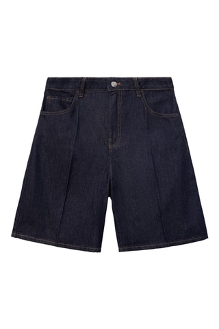 Bermuda en jean taille haute rinse wash - Bleu