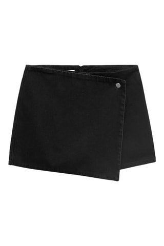 Jupe short en jean croisée - Noir