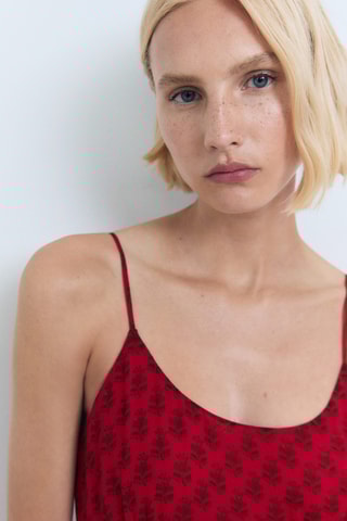 Robe gaze à imprimé floral - Rouge