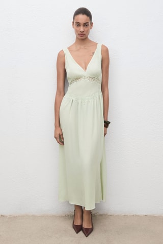 Robe lingerie en dentelle - Vert menthe