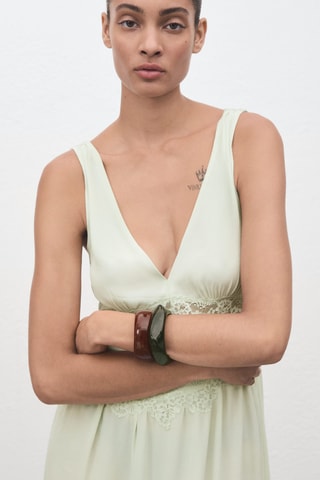 Robe lingerie en dentelle - Vert menthe