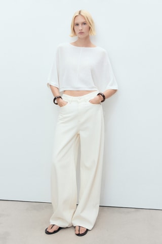 Pull-over maille fine oversize - Blanc